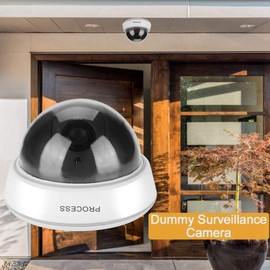 Sonew Dummy Camera Dome Surveillance Camera with Simulated Red Flashing IR Lights - Dummy Camera for Indoor and Outdoor Use for Home and Business