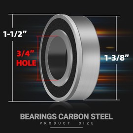 (4-Pack) 3/4" Bearings Carbon Steel - ID 3/4" x OD 1-3/8" Applicable Lawn Mower, Wheelbarrows, Carts and Hand Trucks Wheel Bearings Replacement
