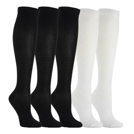 Weekend Peninsula 5 Pairs of Compression Stockings, Knee Socks, Support Stockings, Running Socks for Men and Women, Sports, Running, Flight, Travel, Pregnancy, Medical Compression Socks, 3 x black + 2