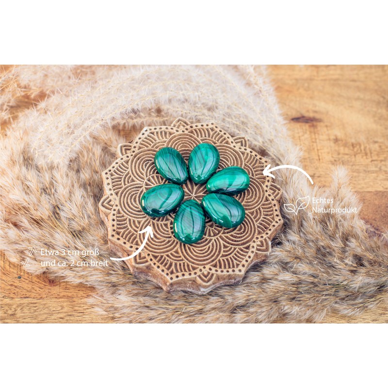 Lebensquelle Plus Malachite Drop Pendant, Drilled Tumbled Stone Pendant with