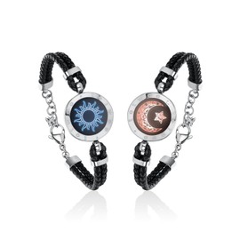 TOTWOO Touch Bracelets for Couples, Vibration & Light up for Love Couples Long Distance Relationship Gifts for Girlfriend Bluetooth Pairing Jewelry