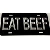 BLVD Silver Engraved Eat Beef Black Car Tag Diamond Etched