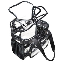 J.CARP Clear Lunch Tote Heavy Duty Stadium Bag Approved Durable Crossbody for Sports Events Concerts Work College (Medium 12 x 6 x 12in, Black)