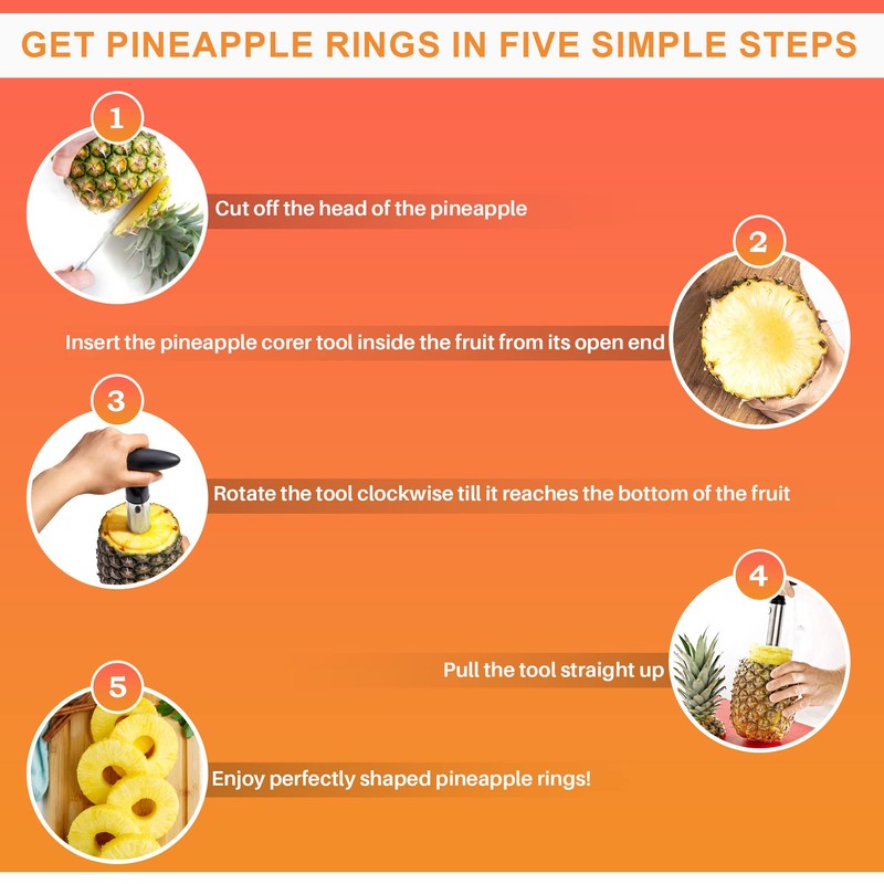 Cheer Collection Pineapple Corer And Slicer Tool, Stainless Steel Pineapple