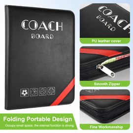 MKNZOME Professional Portable Tactical Boards, Magnetic Football Coach Board Tactical Folder Coach Folder with Training Accessories, Referee Equipment, Tactical Folder for Tactical Training and Game