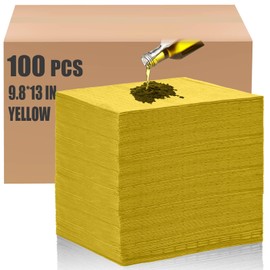 Hoolerry 100 Pcs Oil Absorbent Pads Weight Dimpled Pad Garage Accessories Water Absorbent Mat Oil Spill Mat for Absorbing Protecting Home Garage Basement (9.8 x 13 Inch,Yellow)