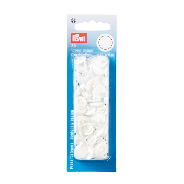 Prym Colour Snaps, Round 12.4mm x 30 sets - White