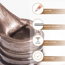 MAYCHAO 15ML Cat Eye Gel Nail Polish 1Pc Nude Gel Polish with Magnet Soak off Holographic Magnetic Nail Polish for Nail Art Manicure Salon DIY at Home, 0.5 OZ