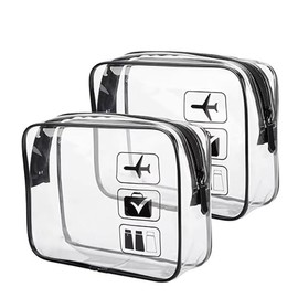 Woodland Clear Toiletries Bag 4 in 1 Waterproof Toiletry Bags Clear PVC Travel Bag Wash Bag Makeup Bag Airport Liquid Bag for Men, Women Large to Small Travel Accessories (Clear, Set of 2)