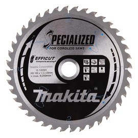 Makita E-12223 EFFICUT Composite Decking Circular Saw Blade Diameter 165 x 1.5 x 20 mm 40 Teeth 15° Tooth Angle for Natural Fibre-Reinforced Plastic e.g. WPC for Cordless Hand Circular Saws