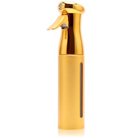 ZIBARBER Salon Style Hair Spray Misting Bottle, Fine Mist Continuous Spray Bottle，10 Oz Shiny Aerosol Free Water Mister for hairstyling,Cleaning Solutions Dispensing (Gold)