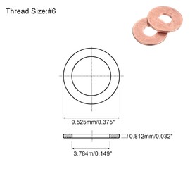 uxcell 100Pcs #6 Flat Washer, Carbon Steel 0.149" ID x 0.375" OD x 0.032" Thick for Bolt Screw, Factories Repair, Kitchens, Shops, and Outdoor Construction, Red