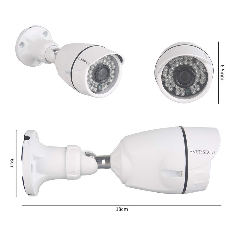 Eversecu 4 Channel Security Camera System 1080P DVR and (4)
