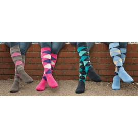 Rhinegold Womens Horse Riding Socks with Reinforced Cushioned Soles - Blue/Navy - Equestrian Knee High Socks for Women - Ladies Knee Length Socks with Hygenic Antimicrobial Properties