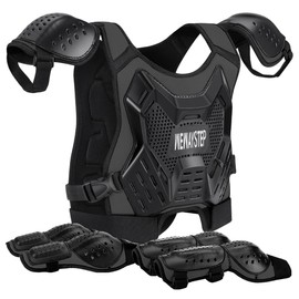 Kids Dirt Bike Gear - Youth Chest Protector Motocross Kids Motorcycle Gear Protective Riding Gear Body Armor Vest with Elbow Knee Guards Suit (Black)