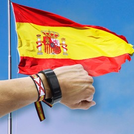 BDM Burgundy Cross Fabric Bracelet, Burgundy Flag and Spanish Tercios, Flag of Spain. Unisex Historical Pride Accessory.