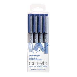 Copic Multiliner Coloured Marker Pen - cobalt Set 4 pcs. assorted, For Art & Crafts, Colouring, Graphics, Highlighter, Design, Anime, Professional & Beginners, Art Supplies & Colouring Books