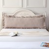 Silnuo Taupe/White Plaid Ruffled Body Pillow Cover Washed Cotton Farmhouse