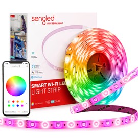 Sengled Smart Wi-Fi LED Multicolor Light Strip, 5M (16.4ft), No Hub Required, Works with Google Assistant, RGBW, High Brightness, 1800 Lumens, Adjustable Length, 25,000 Hours Life for Home