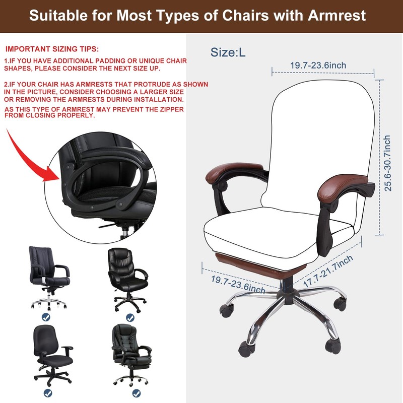 NeColorLife Office Chair Cover with Armrest Covers Velvet Computer Chair