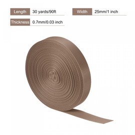 sourcing map Flat Nylon Webbing Strap 1 Inch 30 Yards Brown for Backpack, Cargo Strap, Luggage-rack
