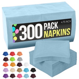 Paquete de 300 servilletas de papel de color azul claro desechables, servilletas de fiesta de 2 capas, servilletas desechables de color azul claro, servilletas divertidas para todos los días,