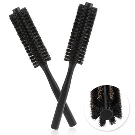 cobee Rundbürste Klein, 2 StückeRundbürste Bart Rundbürste Wildschweinborsten Tragbare Borsten Haarbürste mit ergonomischem Griff Haarbürste Rund Rundbürste zum Föhnen Bart Bürste(Schwarz)