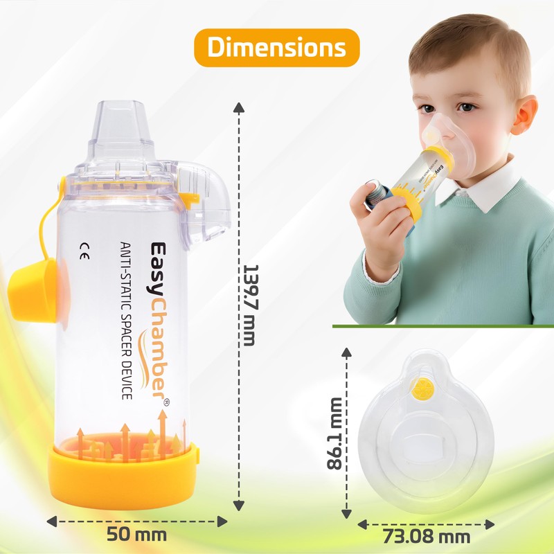 EasyChamber Anti-Static Spacer Device with Child Mask, Inhaler Chamber, use