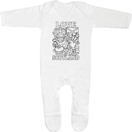 Azeeda 0-3 Monate 'Liebe Schottland' Baby Strampler/Schlafanzug (SS00105522)
