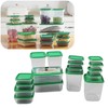 17PCS Food Container Green Fridge Bins Food Grade Plastic Leakage