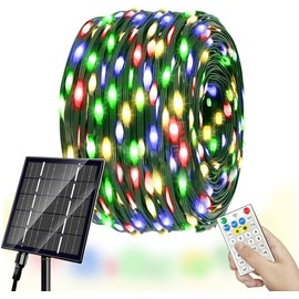 Maokot Solar Christmas Lights Outdoor, Upgraded 199FT 600LED Power with Remote,19 Modes Waterproof Solar String Lights for Outside Garden Home Christmas Decorations (Warm White)