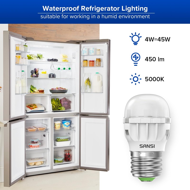 SANSI LED Refrigerator Light Bulb 45W Equivalent, 5000K Daylight White