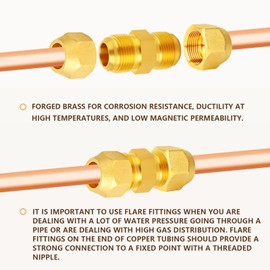 GASHER 10PCS Brass SAE 45 Degree Flare Tube Fitting,5/8" Flare Nut Air Conditioning Copper Pipe Extension Butt Copper Tube Flare Nut