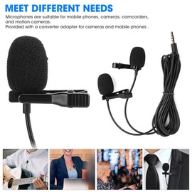 ASHATA Lavalier Microphone Omnidirectional Lapel Mic, Portable Professional Microphone with Clamp System for Interview/Video Conference/Voice Dictating/Karaoke etc