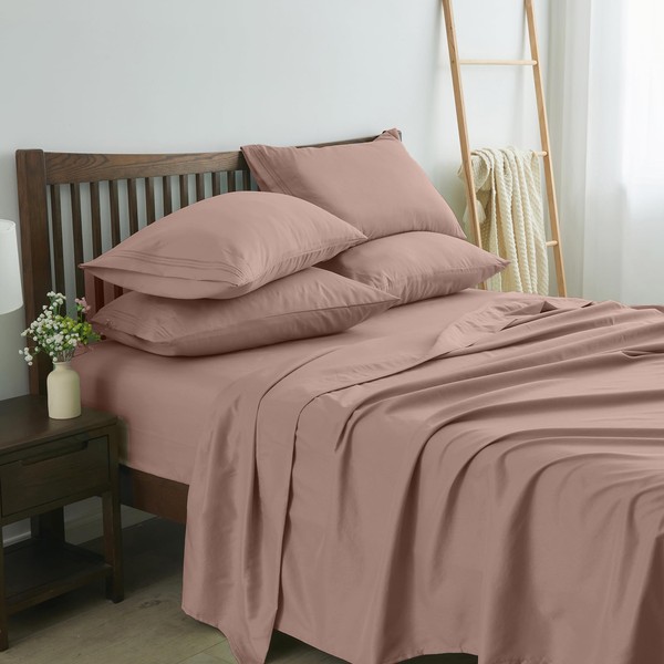 LINENLINE 6pcs King Size Sheet Set, Rayon Derived from Bamboo