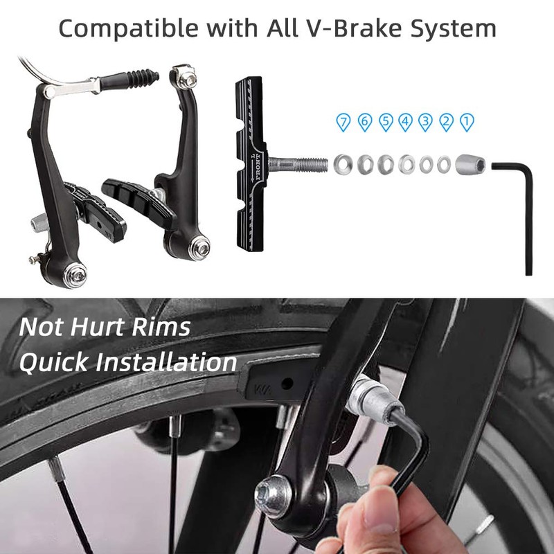 Hapleby 4PCS Premium Bike Brake Pads, Professional Mountain Bicycle V-Brake