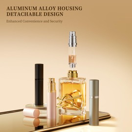 DIOHIO 5ml Perfume Atomizer Travel Refillable, 3PCS Perfume Travel Refillable Bottle,Bottom-Filling Fragrances Perfumes Bottle,Mini Cologne Dispenser,Portable Sprayer (Black-Grey-Purple