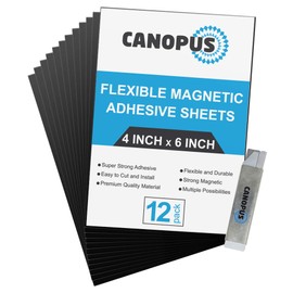 CANOPUS Magnetic Sheets with Adhesive Backing, Very Strong, Flexible, Rectangular 4”x6”, Pack of 12 Sheets, Suitable for Craft and DIY Projects at Home, School or Office