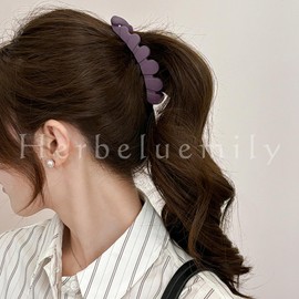 Herbeluemily HM-0105-R02-C Banana Clip, Secure, Hair Clip, Petals, Set of 2, C, Black + Gray Purple