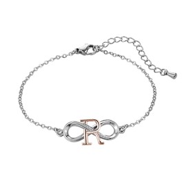 KunBead Infinity Initial R Letter Bracelet Rose Gold Alphabet Love Bracelets Stainless Steel Adjustable Birthday Bracelet