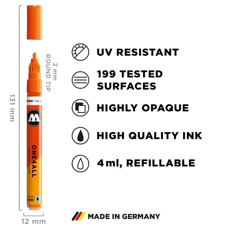 Molotow MO127204 One4All 127HS # 086 Marker Pen – Burgundrot