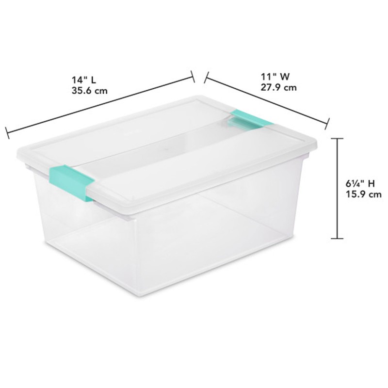 Sterilite 4-Pack Clip Box, Stackable Clear Plastic Bins with Latching