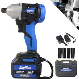 18V Cordless Impact Wrench Kit - 420 N.m 3200RPM, 1/2 inch Square Drive, 6.0 Ah Battery, Socket Adapters Set and Fast Charger & Carrying Case Included - High Torque Impact Kit for Home & DIY Project