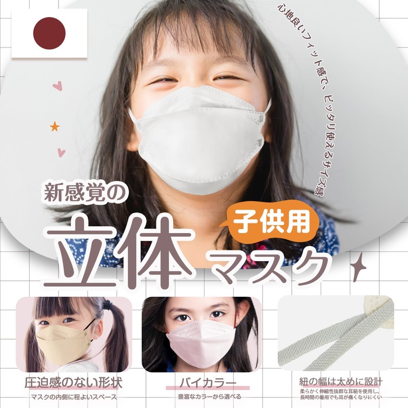 GINZA STYLE Masks for Children, Children's Masks, Non-woven Fabric, 30