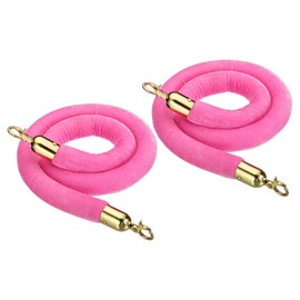 WorkBless Velvet Queue Barrier Rope 4Ft Light Pink with Golden Snap Hooks for Crowd Control (2-Pack)