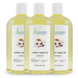 Soapeauty COTTON SEED OIL CARRIER COLD PRESSED WINTERIZED NATURAL PURE 4 OZ TO 7 LBS - 48 OZ (3 X 16)