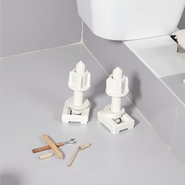 2Pcs White Universal Plastic Toilet Seat Screws and Nuts with Rubber Washers, Hinge Bolts Screws Hinges Replacement Parts Bathroom Fixtures