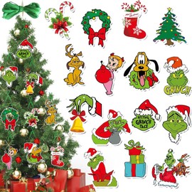 Grinch Christmas Decorations, 30 Pieces Grinch Hanging Ornament, Grinch Christmas Decoration, Christmas Tree Pendant, Hanging Ornament Christmas Tree for Home, Garden, Party (A)