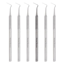 A2Z- 6pc Dental Pick Oral Care & Hygiene Probe #9, Tooth Scraper Tartar & Plaque Remover for Professional,Personal & Pet Oral Care Use - Tooth Cleaning at Home - 100% Stainless Steel, 5.5" Length