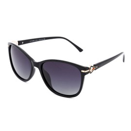 CLF Genuine Christian Lafayette Ladies Polarized Sunglasses for Women Driving, Black Plastic frame, Light Anti Glare Violet Lenses UV400 Protection